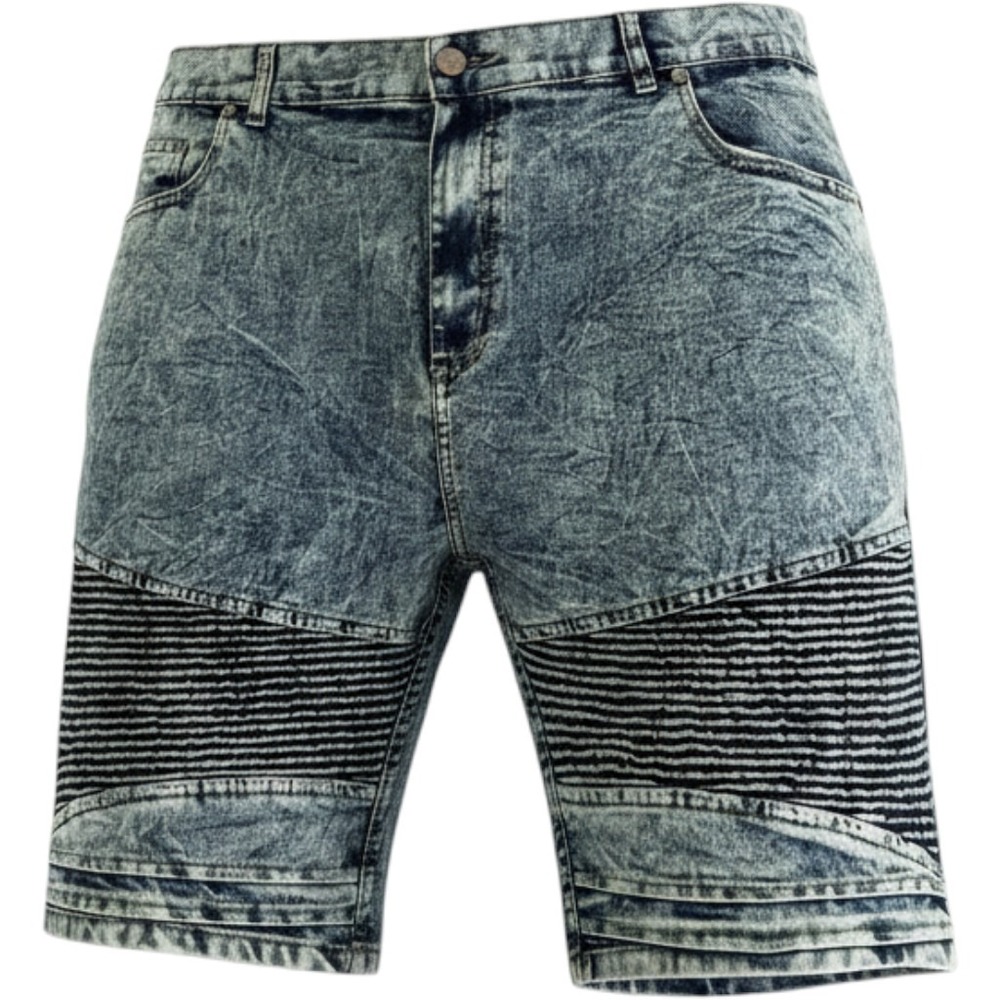 Steves Jeans Moto Jorts Sz46 Denim Shorts Big&Tall Acid Stretch Hip Hop NWT $72